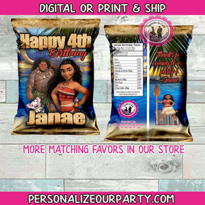 moana personalized chip bag wrappers-snack bags-moana party favors-moana birthday party bags-moana treat bag favors-moana-digital-printed
