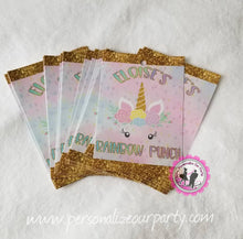 Load image into Gallery viewer, unicorn capri sun label-unicorn first birthday-unicorn party supplies-digital-printed-unicorn party-unicorn birthday party favors