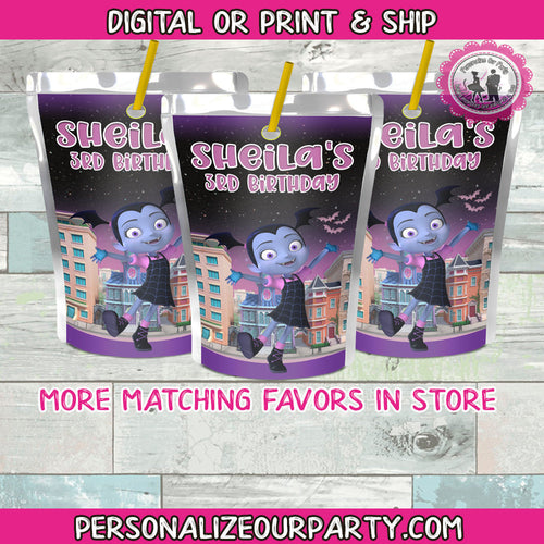 vampirina capri sun juice pouch stickers-digital-printed-vampirina party favors-vampirina party supplies-vampirina personalized party favors