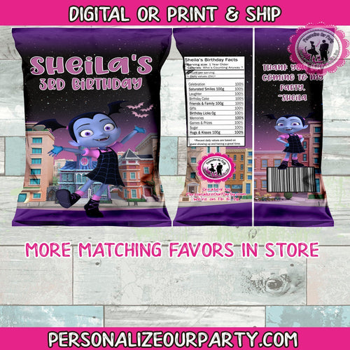 vampirina chip bag wrappers-digital-printed-vampirina party-vampirina personalized party favors-vampirina personalized chip bag favors