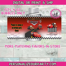 Load image into Gallery viewer, cars bubbles-cars party favors-digital-printed-cars party-cars custom favors-custom bubbles-cars 3-cars 2-personalize bubbles-party bags