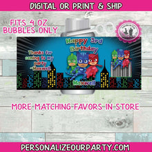 Load image into Gallery viewer, pj masks bubbles or labels party favors-pj masks bubbles-pj masks party favors-personalized-digital-printed-pj masks birthday favors-bubbles