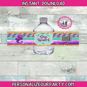 mermaid party water bottle labels-instant download-mermaid sea water-mermaid party favors-mermaid baby shower-mermaid birthday party-mermaid