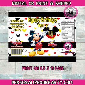 mickey mouse chip bag-digital-printed-mickey mouse party favors-mickey mouse party supplies-mickey mouse birthday party-party favor treats