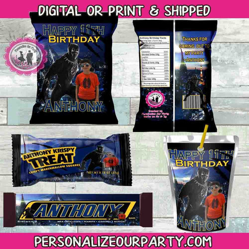 Black panther party favors package-black panther party supplies-black panther personalized party favors-black panther treats-snack bag-candy