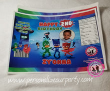 Load image into Gallery viewer, pj masks chip bag wrappers-pj masks party favors-digital-printed-pj masks party favors-pj masks chip bags-pj masks party bags-candy bags