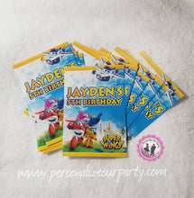 Load image into Gallery viewer, Super wings party package-1 digital file or 1 dozen printed wrappers/labels