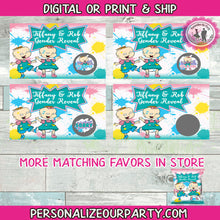 Load image into Gallery viewer, GENDER REVEAL GAME-scratch off card game-baby twins-phil &amp; lil inspired-digital or printed-baby game-custom baby shower games-reveal party