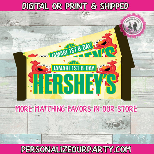 elmo chocolate hershey's candy bar wrappers-digital-print-elmo party-candy bar favors-favors-elmo birthday party-first birthday-1st birthday
