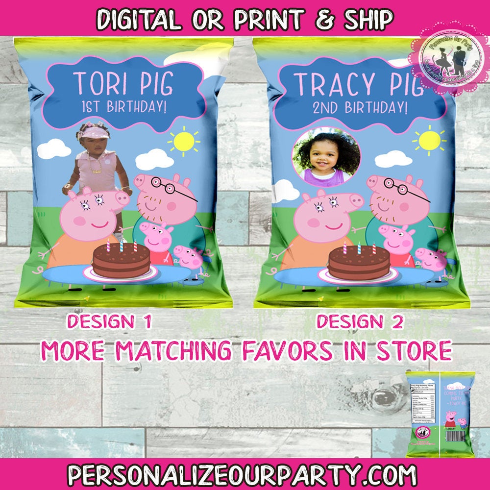 peppa pig chip bag wrappers-peppa pig personalized party favors-peppa pig birthday decor-peppa pig chip bags-peppa pig candy bags-treat bags
