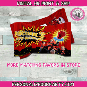 incredibles 2 fruit snacks wrapper-super hero party favors-incredibles 2 party favors-incredibles birthday party favors-digital-printed-