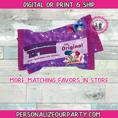 shimmer and shine rice krispy wrappers-digital-printed-shimmer an shine party favors-shimmer and shine-personalized party favors