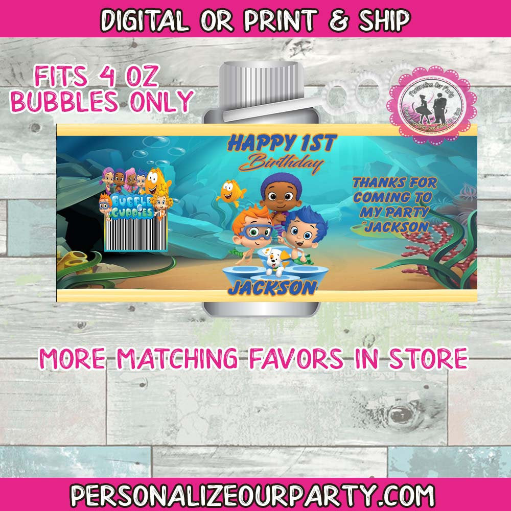 bubble guppies bubbles party favors-digital-printed-bubbles party favors-guest party favor bubbles-bubble guppies party supplies-treat bag