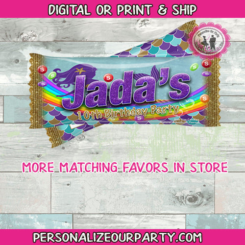 mermaid candy bag wrapppers-mermaid party favors-mermaid candy favors-mermaid baby shower favors-digital-print-mermaid birthday-custom party