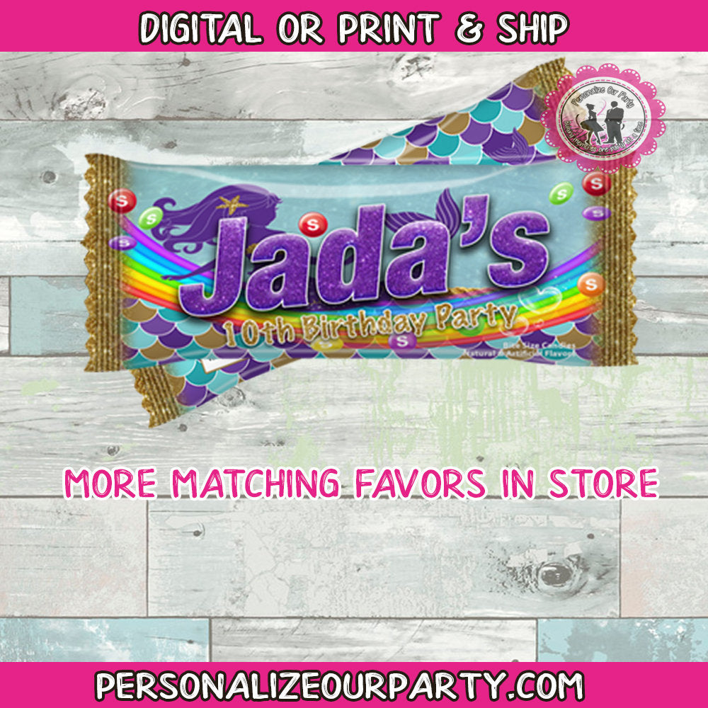mermaid candy bag wrapppers-mermaid party favors-mermaid candy favors-mermaid baby shower favors-digital-print-mermaid birthday-custom party