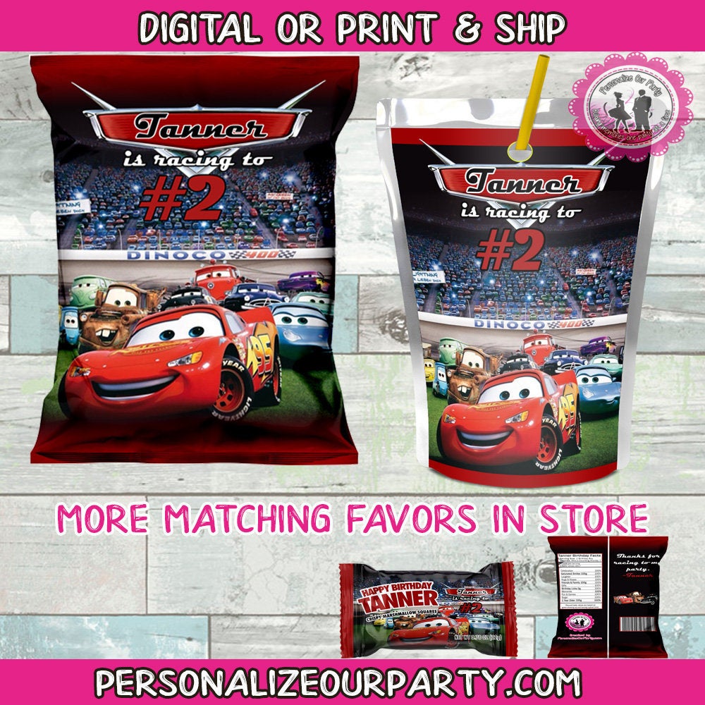 cars party favors package-cars chip bag wrappers-cars capri sun label-cars custom party favors-cars birthday party-cars 2-cars 3-personalize