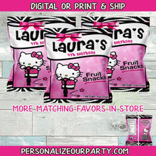 Load image into Gallery viewer, hello kitty fruit snack wrappers-hello kitty party favors-hello kitty chip bag favors-hello kitty custom party favors-hello kitty party