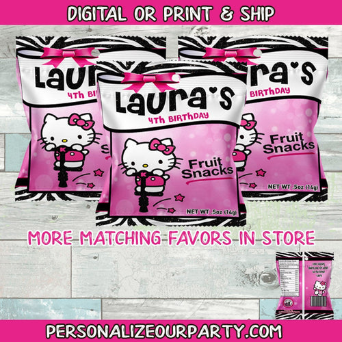 hello kitty fruit snack wrappers-hello kitty party favors-hello kitty chip bag favors-hello kitty custom party favors-hello kitty party