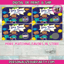 Load image into Gallery viewer, GENDER REVEAL GAME-african american phil and lil scratch off card game-baby twins-personalized baby shower games-gender reveal party game