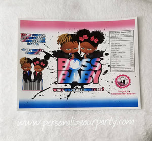 boss baby african american gender reveal chip bag wrappers-digital or printed