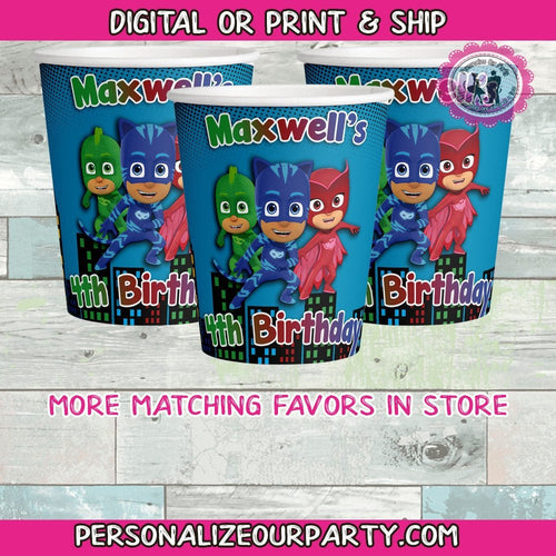 pj masks 9 oz party cup labels-digital-printed-pj masks party favors-pj masks party supplies-pj masks party-pj masks cups-pj masks birthday