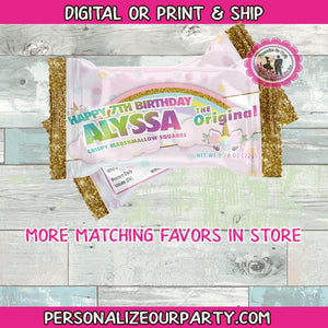 unicorn rice krispy treats wrapper-unicorn party favors-unicorn birthday party-unicorn first birthday party favors-unicorn party supplies