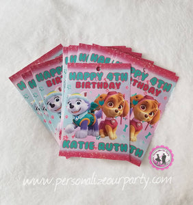 paw patrol skye and everest capri sun labels-paw patrol party favors-paw patrol girls party favors-personalized paw patrol party favors