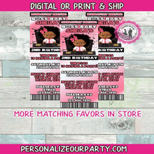 Load image into Gallery viewer, African American boss baby girl party invitations-digital-printed-boss baby invitation-boss baby girl party favors-boss baby girl party