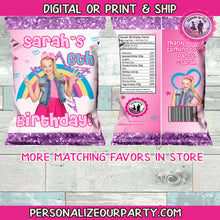 Load image into Gallery viewer, Jojo Siwa chip bags / chip bag wrappers-1 digital file or 1 dozen printed wrappers