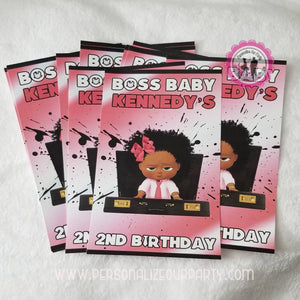 boss baby girl gift bags-African American boss baby girl-party bags-digital-printed-boss baby girl treat bags-personalized candy bags-loot