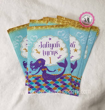 Load image into Gallery viewer, mermaid party gift bags-1 digital file or 1 dozen printed labels