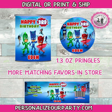 Load image into Gallery viewer, Pj masks inspired pringles-digital or printed-pj masks party favors-pj masks custom party favors-pj masks birthday party favors-pj masks