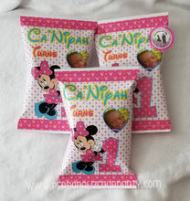 Load image into Gallery viewer, minnie mouse first birthday chip bag wrappers-minnie mouse party-minnie mouse birthday favors-minnie mouse birthday party-1st birthday party