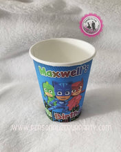 Load image into Gallery viewer, pj masks 9 oz party cup labels-digital-printed-pj masks party favors-pj masks party supplies-pj masks party-pj masks cups-pj masks birthday