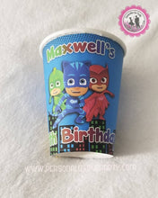 Load image into Gallery viewer, pj masks 9 oz party cup labels-digital-printed-pj masks party favors-pj masks party supplies-pj masks party-pj masks cups-pj masks birthday