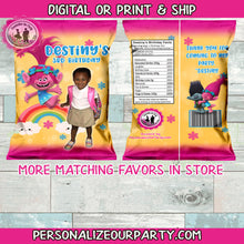 Load image into Gallery viewer, Trolls chip bags-trolls custom party favors-digital-printed-trolls personalized chip bag wrappers-party favors-chip bags-trolls party bags