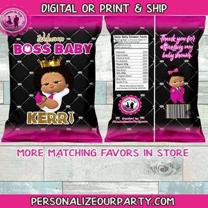 boss baby girl baby shower chip bag wrappers-1 digital file or 1 dozen printed wrappers