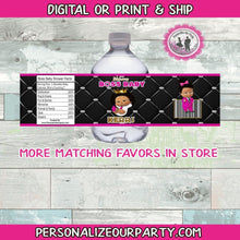 Load image into Gallery viewer, boss baby girl baby shower water bottle label-boss baby girl favors-boss baby shower favors-digital-printed-boss baby girl-boss baby party