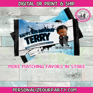 African american boss baby boy rice krispy treat wrappers-digital-printed-personalized boss baby boy party favors-boss baby party-birthday
