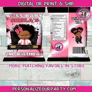 African American Boss baby girl chip bag wrappers-digital or printed