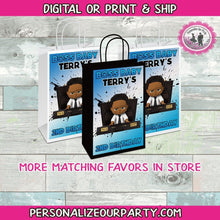 Load image into Gallery viewer, boss baby boy gift bags-African American boss baby boy-party bags-digital-printed-boss baby boy treat bags-personalized candy bags-loot