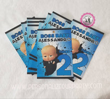 Load image into Gallery viewer, Boss baby boy juice pouch labels-digital-printed-boss baby boy party favors-boss baby birthday party-personalized boss baby party favors