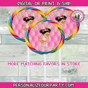 princess birthday lollipop stickers-digital-printed-princess party favors-princess birthday-princess lollipops-princess suckers-princess