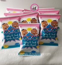 Load image into Gallery viewer, phil and lil african american gender reveal chip bag wrapper-digital-printed-personalized gender reveal party favors-rugrats-chip bag-favors