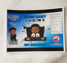 Load image into Gallery viewer, african american boss baby chip bag wrappers-boss baby party favors-digital-printed-personalized party favors-first birthday chip bag favors
