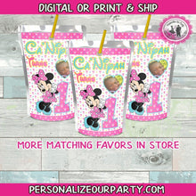 Load image into Gallery viewer, minnie mouse 1st birthday capri sun label-digital-printed-minnie mouse party-minnie mouse birthday-first birthday-minnie mouse capri sun