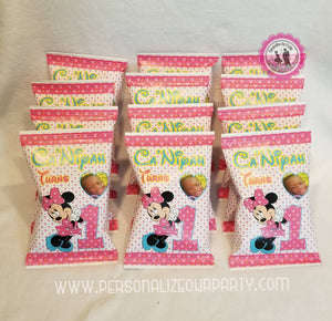minnie mouse first birthday chip bag wrappers-minnie mouse party-minnie mouse birthday favors-minnie mouse birthday party-1st birthday party