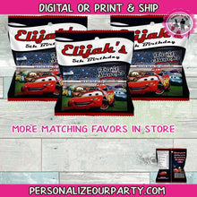 Load image into Gallery viewer, cars fruit snack wrappers-cars party favors-cars 3 party-cars custom party favors-cars birthday-cars treat bag favors-treat bags-party bags