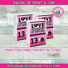 Load image into Gallery viewer, VS love pink inspired gift bags-love pink party-love pink party bags-digital-printed-love pink treat bags-love pink party favors-love pink