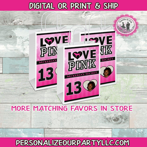 VS love pink inspired gift bags-love pink party-love pink party bags-digital-printed-love pink treat bags-love pink party favors-love pink